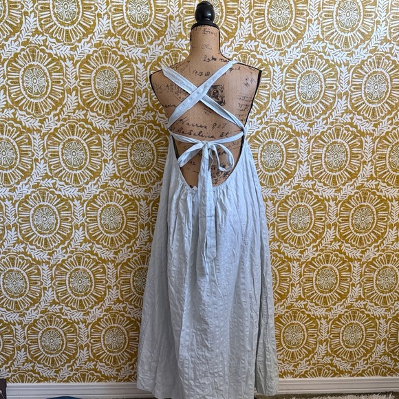 NWOT Free People Poppy Cotton Seersucker Midi Dress in Smoke (Light Blue) Sz M - Picture 9 of 12